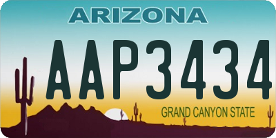 AZ license plate AAP3434