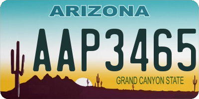 AZ license plate AAP3465