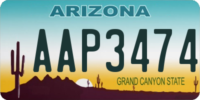 AZ license plate AAP3474