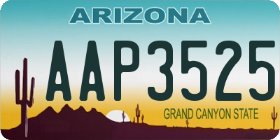 AZ license plate AAP3525