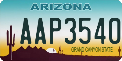 AZ license plate AAP3540