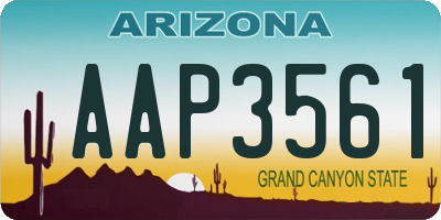 AZ license plate AAP3561