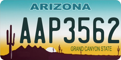 AZ license plate AAP3562