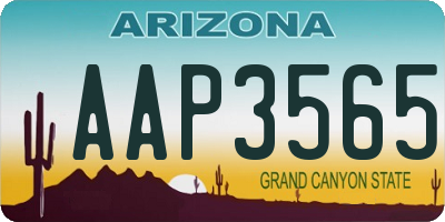 AZ license plate AAP3565