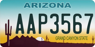 AZ license plate AAP3567