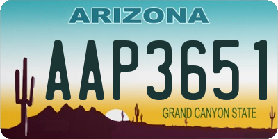 AZ license plate AAP3651