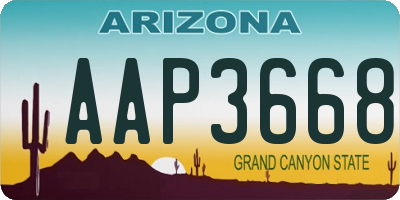 AZ license plate AAP3668