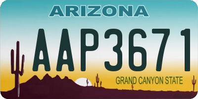 AZ license plate AAP3671