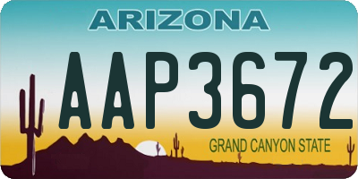 AZ license plate AAP3672