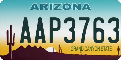 AZ license plate AAP3763