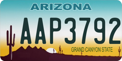 AZ license plate AAP3792