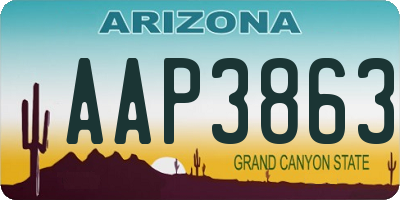 AZ license plate AAP3863