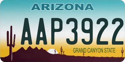 AZ license plate AAP3922
