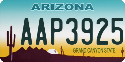 AZ license plate AAP3925