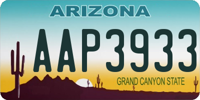 AZ license plate AAP3933