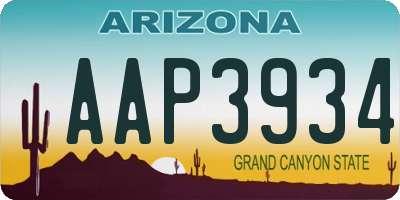 AZ license plate AAP3934