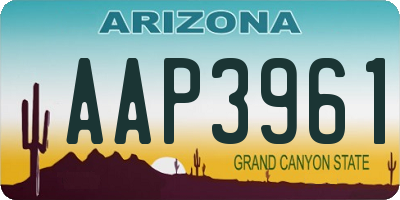 AZ license plate AAP3961