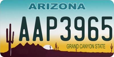 AZ license plate AAP3965