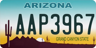 AZ license plate AAP3967