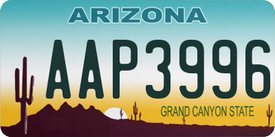 AZ license plate AAP3996