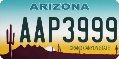 AZ license plate AAP3999