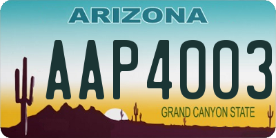 AZ license plate AAP4003