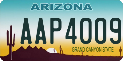 AZ license plate AAP4009