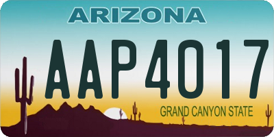 AZ license plate AAP4017