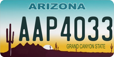 AZ license plate AAP4033
