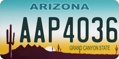 AZ license plate AAP4036