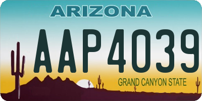 AZ license plate AAP4039