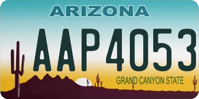 AZ license plate AAP4053