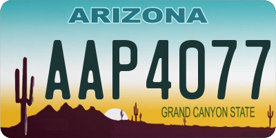 AZ license plate AAP4077
