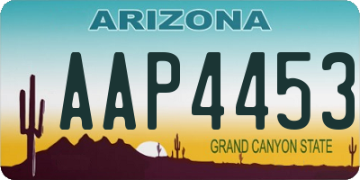 AZ license plate AAP4453