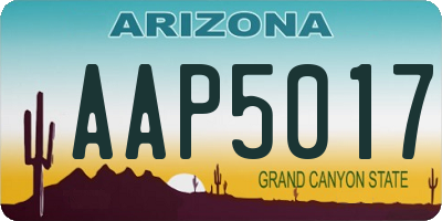 AZ license plate AAP5017