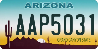 AZ license plate AAP5031