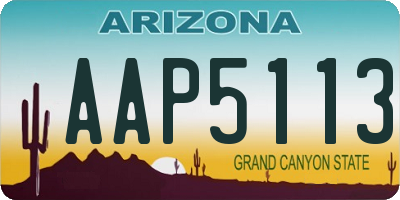 AZ license plate AAP5113