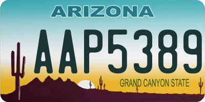 AZ license plate AAP5389