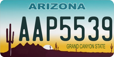 AZ license plate AAP5539