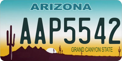 AZ license plate AAP5542