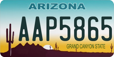 AZ license plate AAP5865