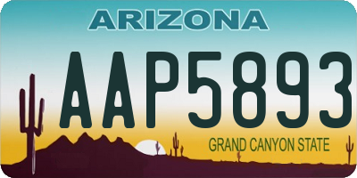 AZ license plate AAP5893