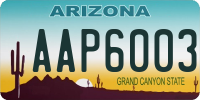 AZ license plate AAP6003