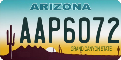AZ license plate AAP6072