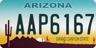 AZ license plate AAP6167