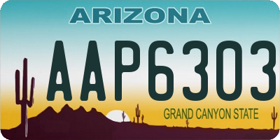 AZ license plate AAP6303