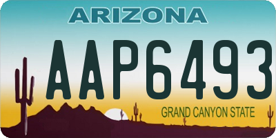 AZ license plate AAP6493