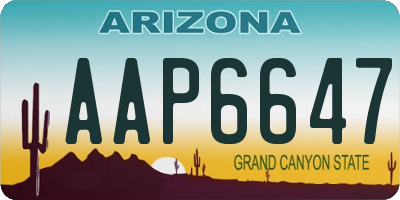 AZ license plate AAP6647