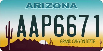 AZ license plate AAP6671
