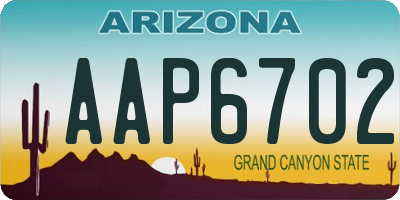 AZ license plate AAP6702